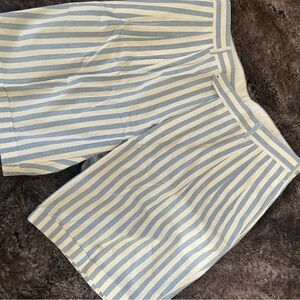 Striped Blue and White Men's Flat Front Shorts
